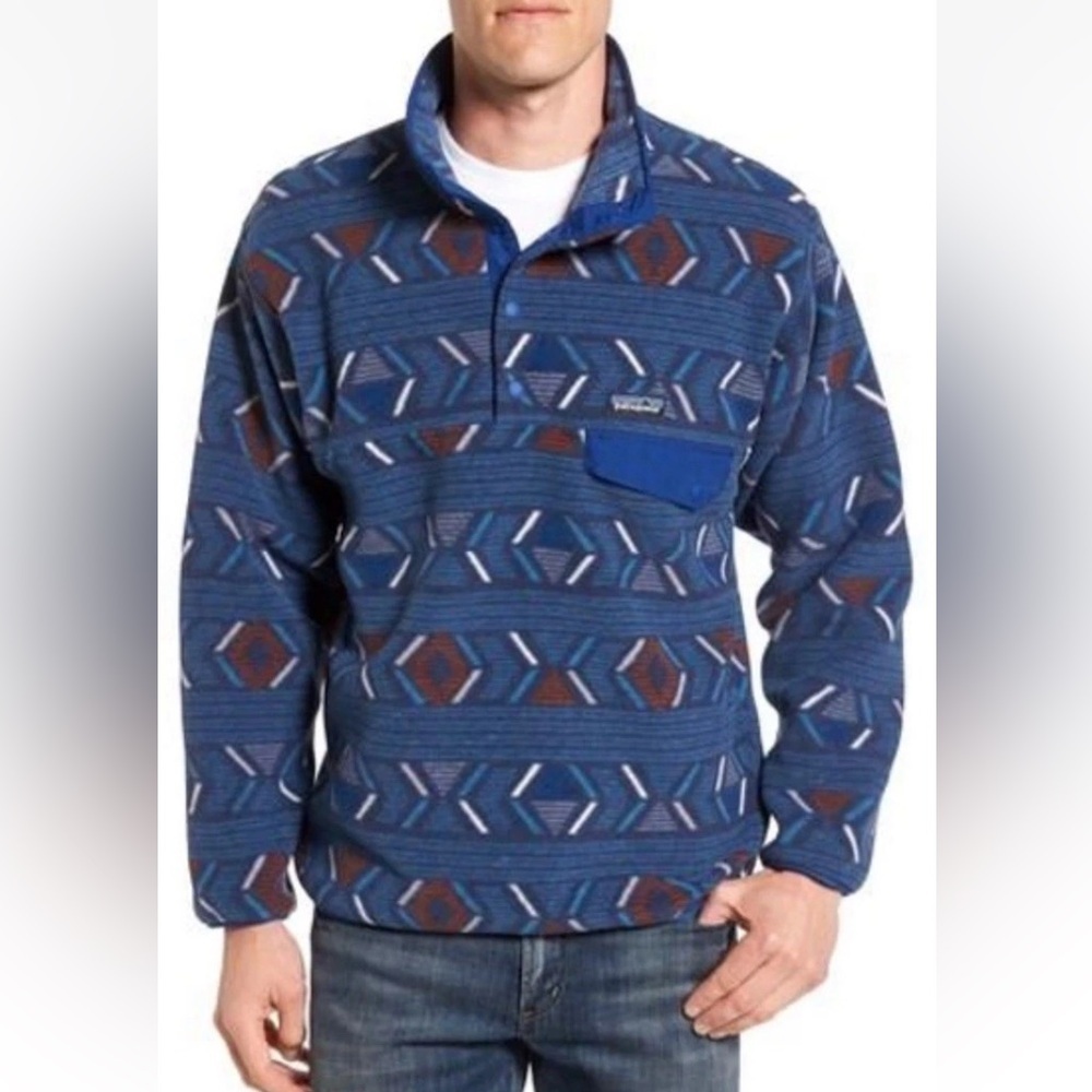 Patagonia Synchilla Snap-T Fleece Lifecycle Glass Aztec Tribal Blue XL